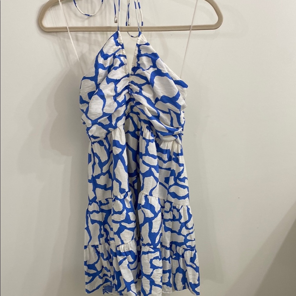 Zara Blue and White Halter Dress